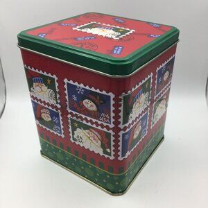 Santa's Workbench Square Canister Holiday Kitchen Decor Cookies Candy Jar 5.25"